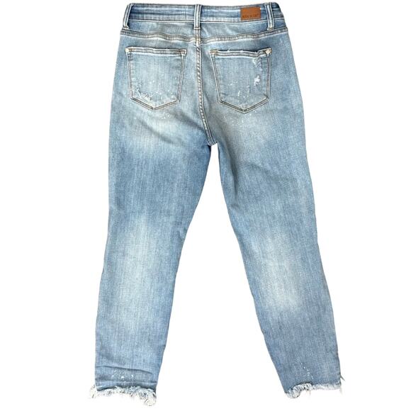 Judy Blue Distressed Raw Hem Blue Light Wash Boyfriend Jeans size 5 / 27 - Picture 5 of 10